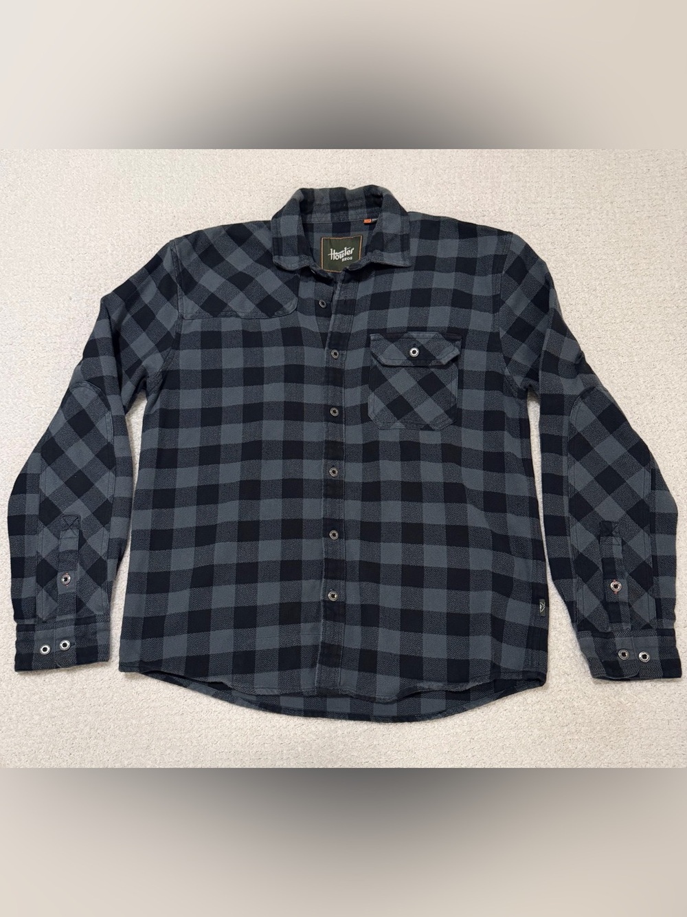 Howler Brothers Harkers Flannel Shirt in Grey/Black Buffalo Check Size M